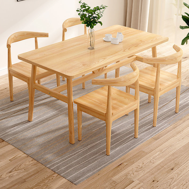 餐桌 餐檯 餐桌椅組合家用小戶型現代簡約輕奢原木色桌北歐輕奢長方形吃飯桌