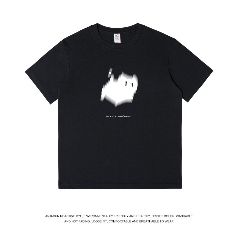 【喜挖】短袖t恤男動物卡通印花純棉圓領寬鬆半截袖夏季簡約休閒男裝上衣 0