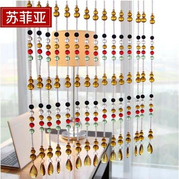 蘇菲亞水晶門簾珠簾隔斷玄關客廳成品簾五彩葫蘆衛生間風水簾子