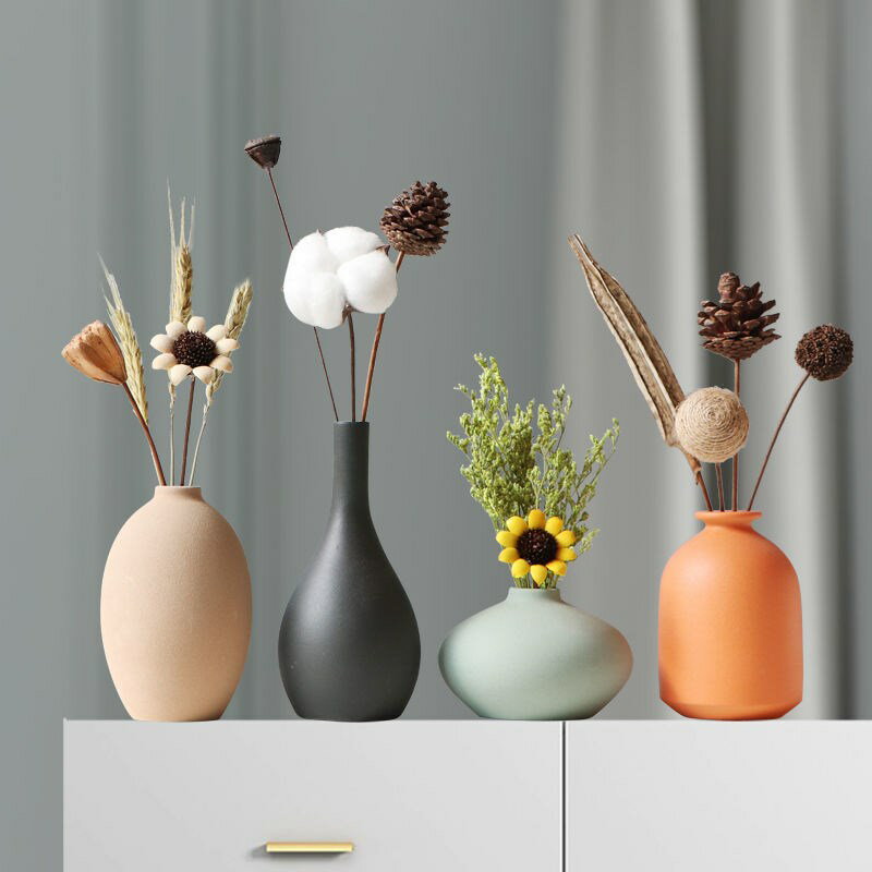 ins北歐創意陶瓷小花瓶干花插花家居客廳裝飾品房間女生桌面擺件
