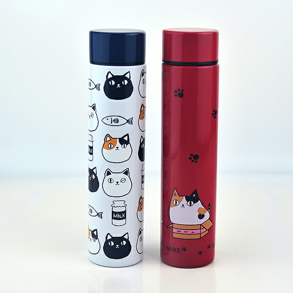 【堯峰陶瓷】日本進口貓咪三兄弟輕巧保溫瓶 200ml 附贈不織布套單入 |貓奴必備|保溫保冷 |療癒動物系列| 口袋型超輕量 隨身瓶