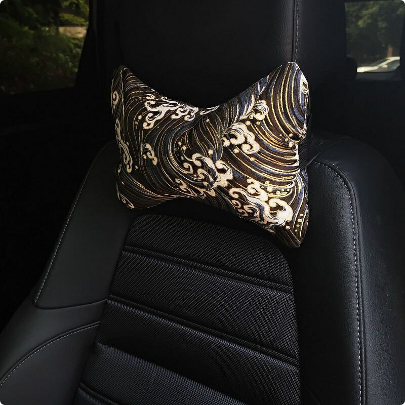 汽車頭枕枕 JDM和風日系 浮世繪車用骨頭枕 四季通用車內飾枕頭 內飾改裝配件