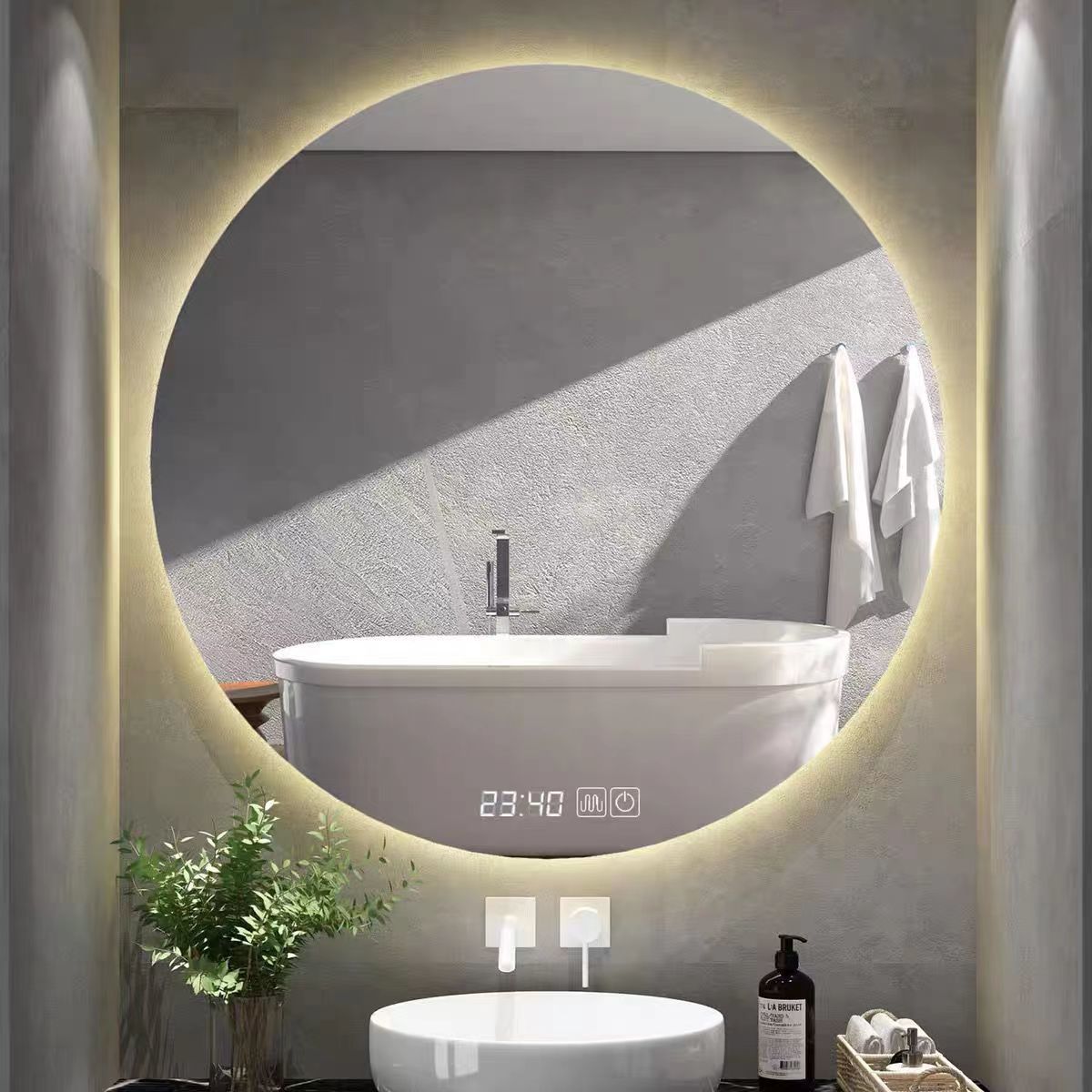 智能鏡子led衛生間化妝鏡帶燈壁掛浴室鏡衛浴掛墻除霧圓形發光鏡