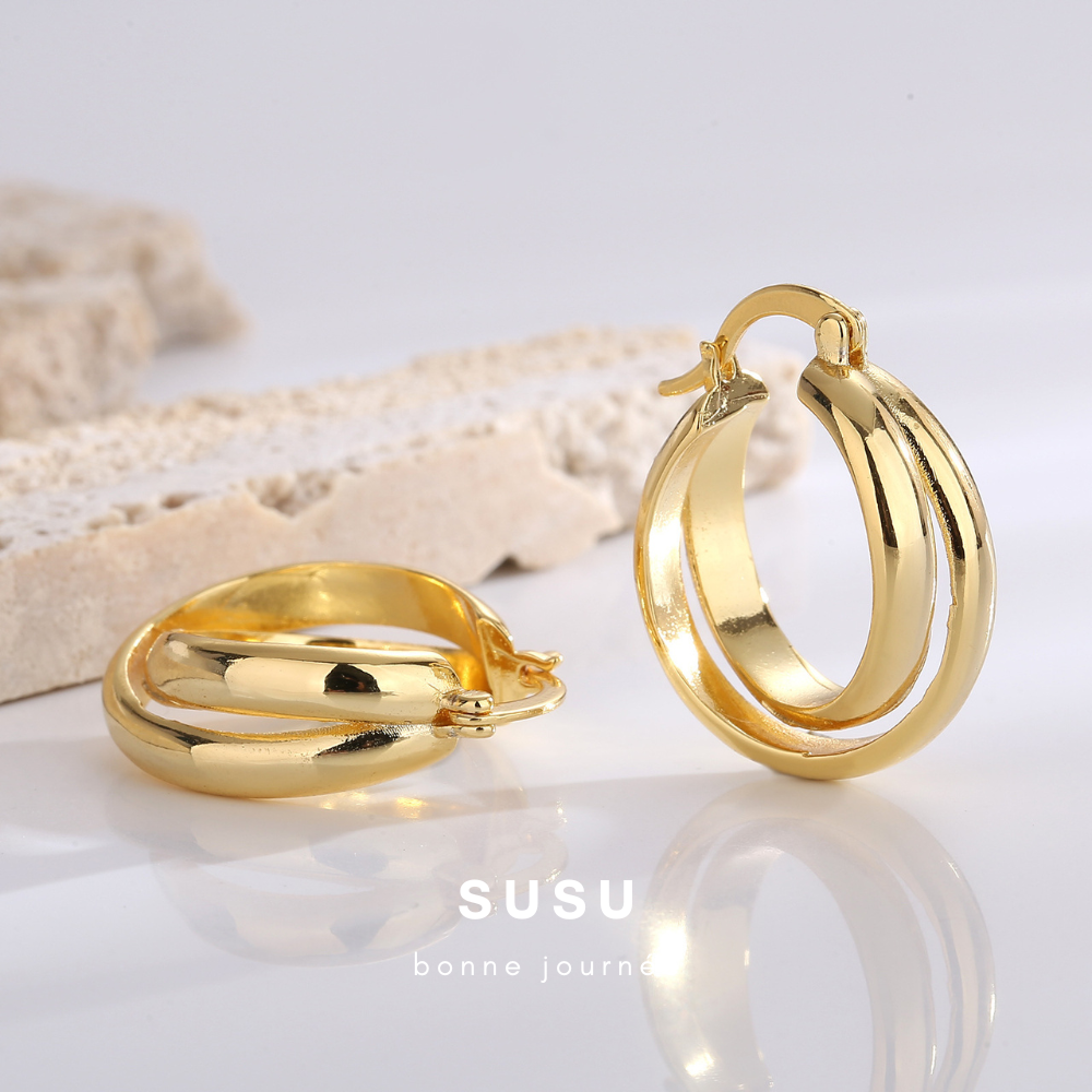 SU SU︱雙圈耳環❤️日韓 明星 熱銷 925純銀 防過敏 珍珠 飾品 耳環 項鍊 手鍊 穿搭 百搭 時尚