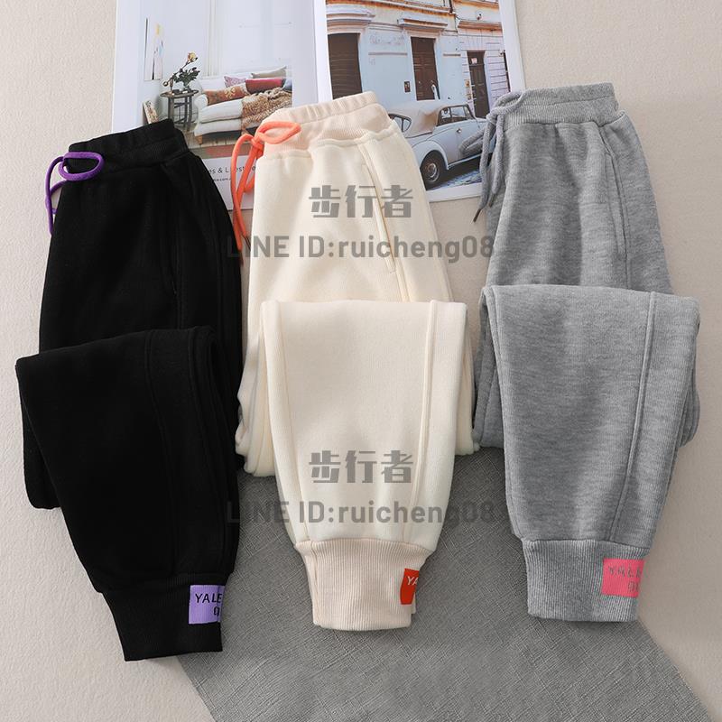 女童加絨加厚運動休閒褲洋氣中大童純棉褲子兒童運動褲衛褲爆【步行者戶外生活館】