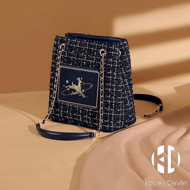 水桶包 包包女單肩呢子水桶包大容量交換禮物