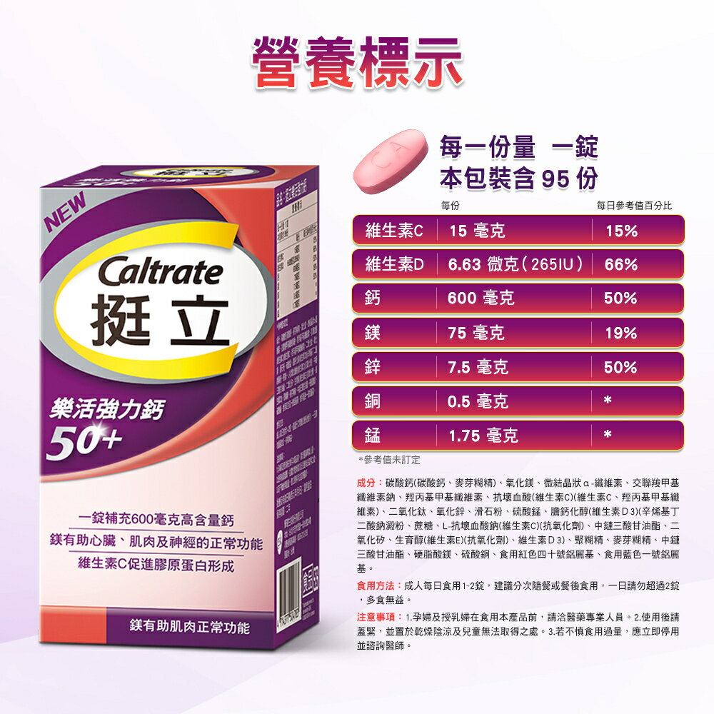 ＵＴＯ｜挺立 樂活50+強力鈣錠 台灣公司貨/開立發票 7