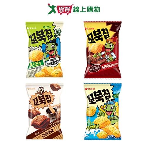 好麗友烏龜玉米脆片系列(原味/巧克力/海苔/芥末牛排)(80G/包)【愛買】