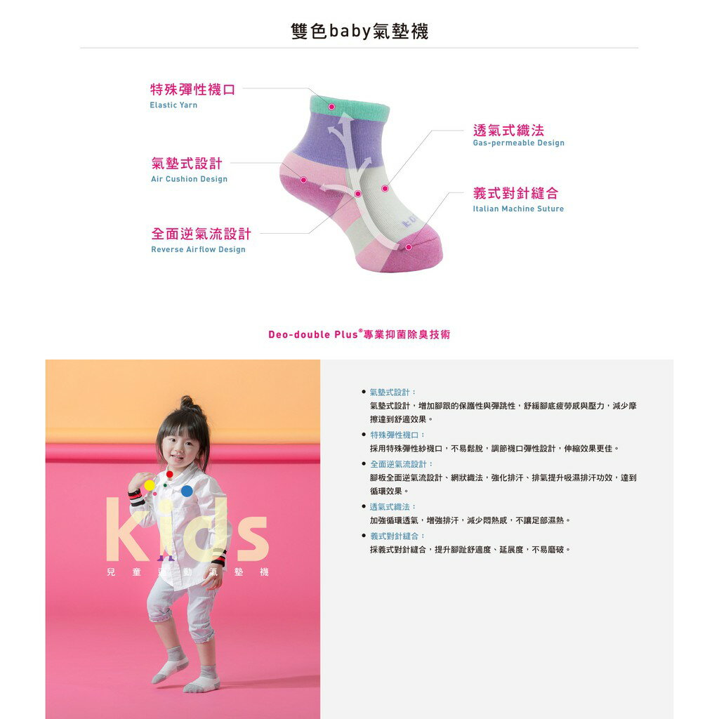 FOOTER 雙色Baby氣墊襪兒童襪 童襪 除臭襪 運動襪 襪子 (童ZH198) 7
