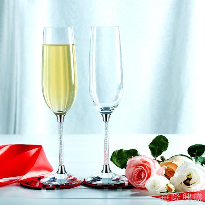 【可刻字】水晶紅酒杯家用套裝高腳杯2個一對情侶結婚禮物禮盒