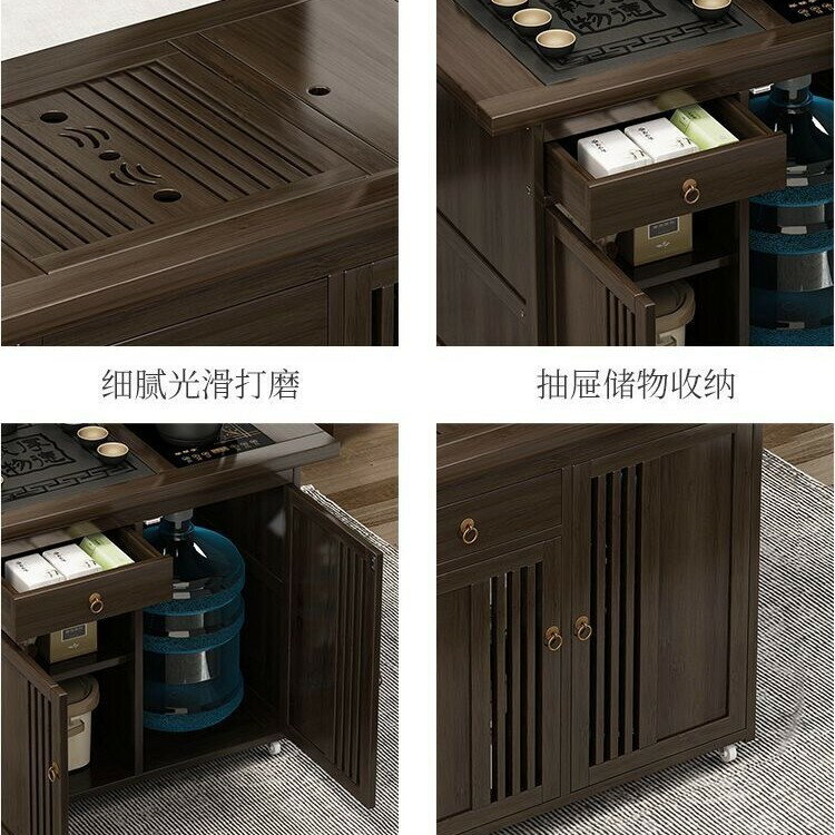 免運/開立發票 家用實木茶幾移動茶臺小茶桌茶水櫃帶輪邊櫃茶具燒水壺一體茶桌子 最低價 快速出貨