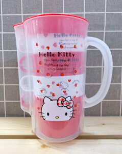 【震撼精品百貨】凱蒂貓 Hello Kitty 日本SANRIO三麗鷗 KITTY水壺附塑膠杯/水杯-4入#49246 震撼日式精品百貨