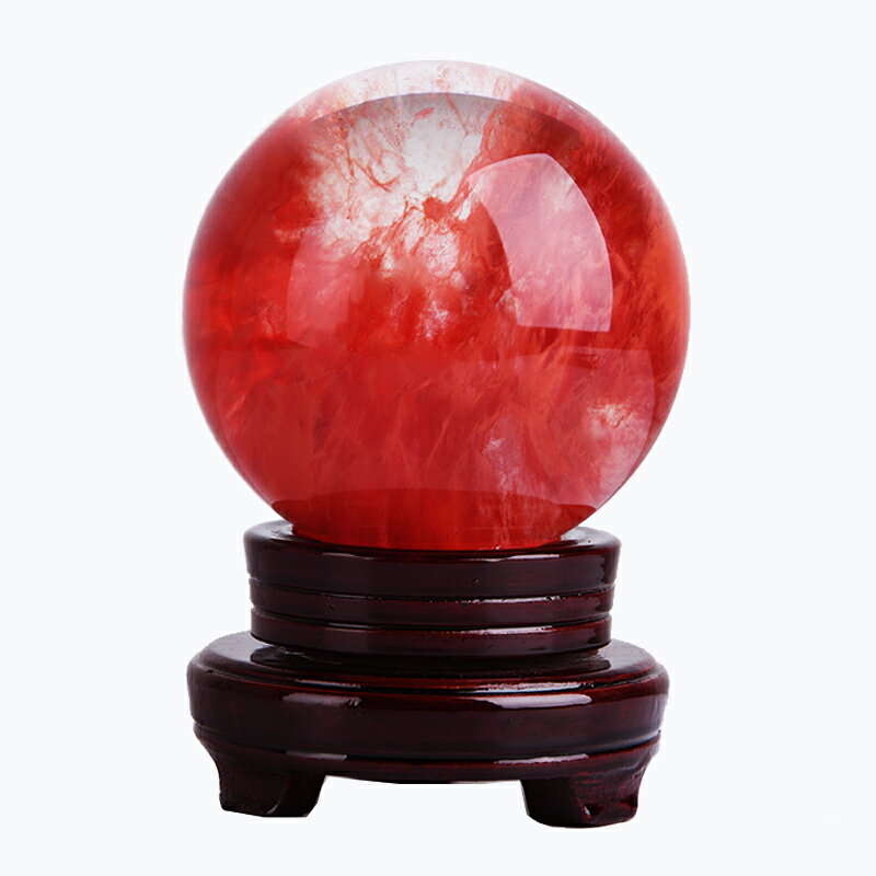 紅色水晶球擺件鴻運當頭大小號熔煉水晶球家居客廳酒柜裝飾工藝品| 協貿 