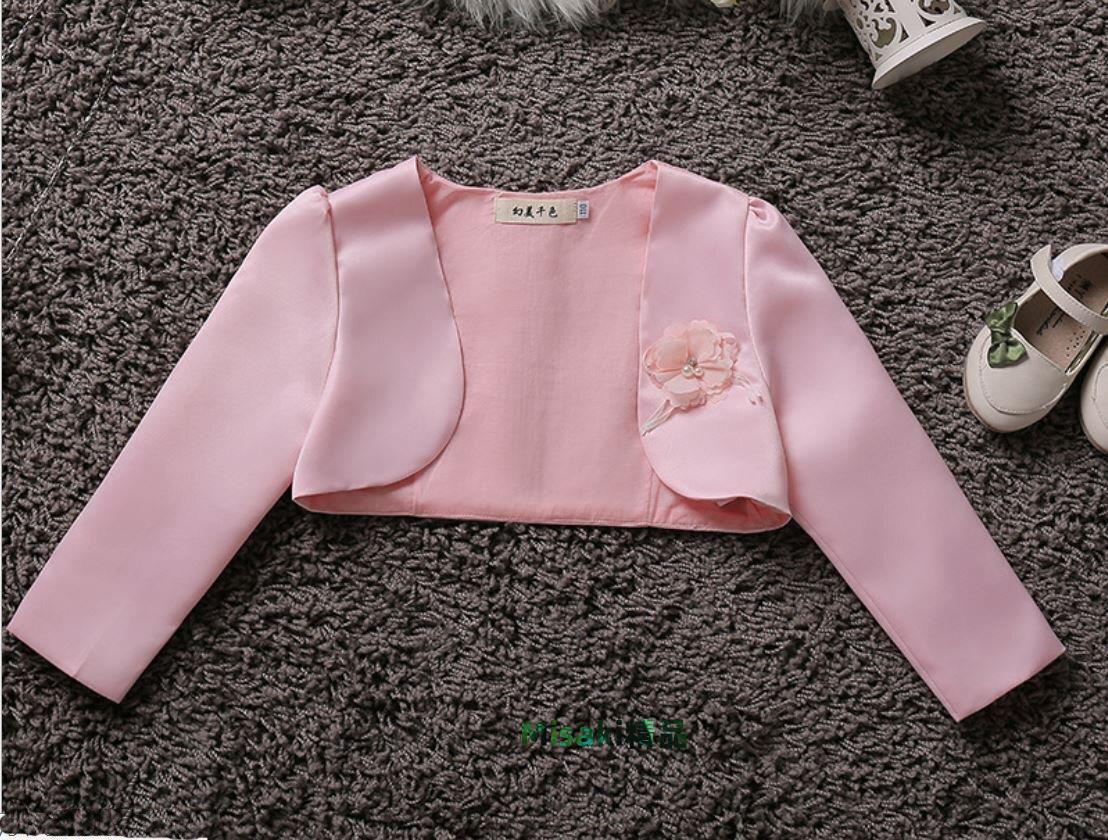 【俏寶貝童裝~新竹實體店面】女童長袖外套 兒童禮服外套 花童粉色珍珠花朵外套披肩 禮服披肩配件-Misaki精品