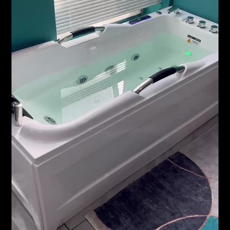 【破損包賠】家用小戶型深泡浴缸沖浪按摩亞克力恒溫獨立式無縫一體方形浴缸