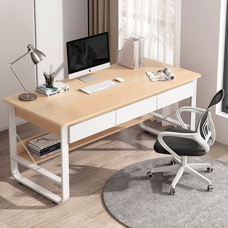 電腦臺式辦公桌辦公室簡約現代學習寫字書桌臥室抽屜家用桌椅組合