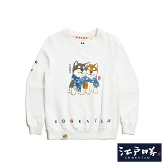 EDOKATSU江戶勝 女款 勝太郎系列 勝太郎與黑丸友達長袖T恤 (米白色) #下單五折 EDOKATSU江戶勝 女款 勝太郎系列 勝太郎與黑丸友達長袖T恤 (米白色) #下單五折-EDWIN官方旗艦店-日本商品推薦