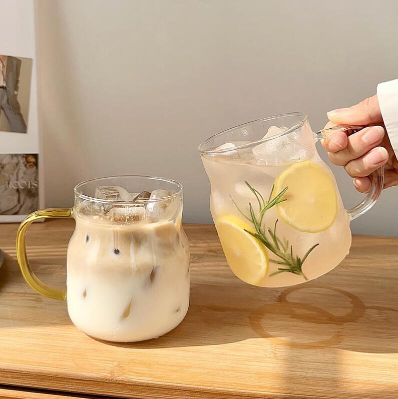 大容量帶把玻璃杯ins風高硼矽耐高溫水杯咖啡杯牛奶杯果汁杯【繁星小鎮】