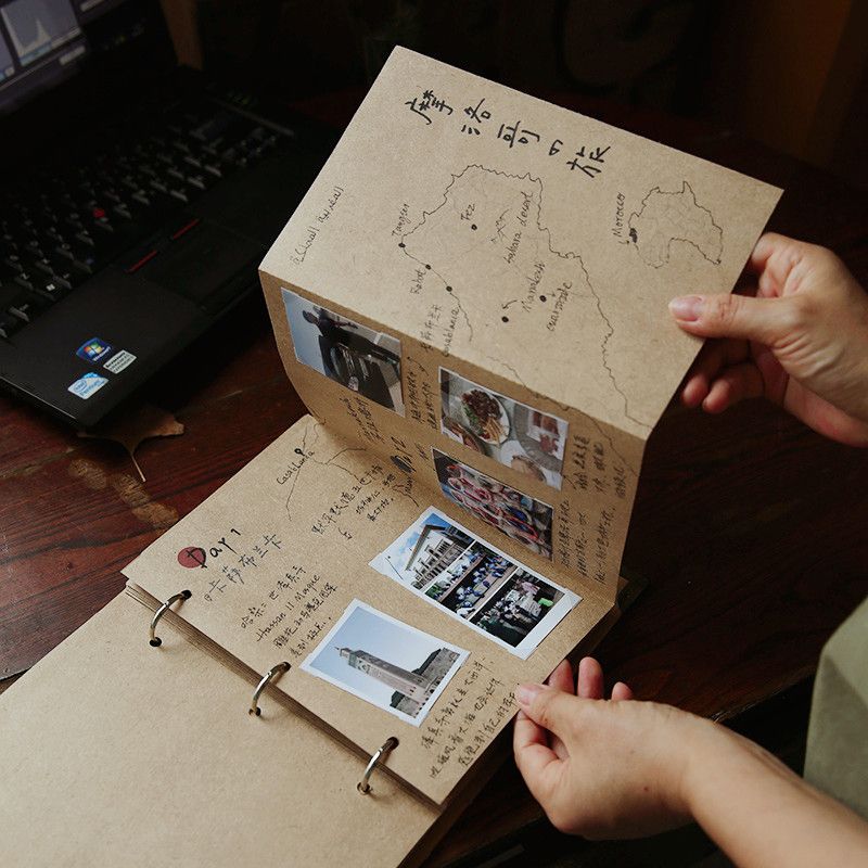 免運/快速出貨 活頁本 手帳本 A5折頁手帳本紀念冊diy相簿禮物活頁同學錄牛皮紙筆記本旅行記錄