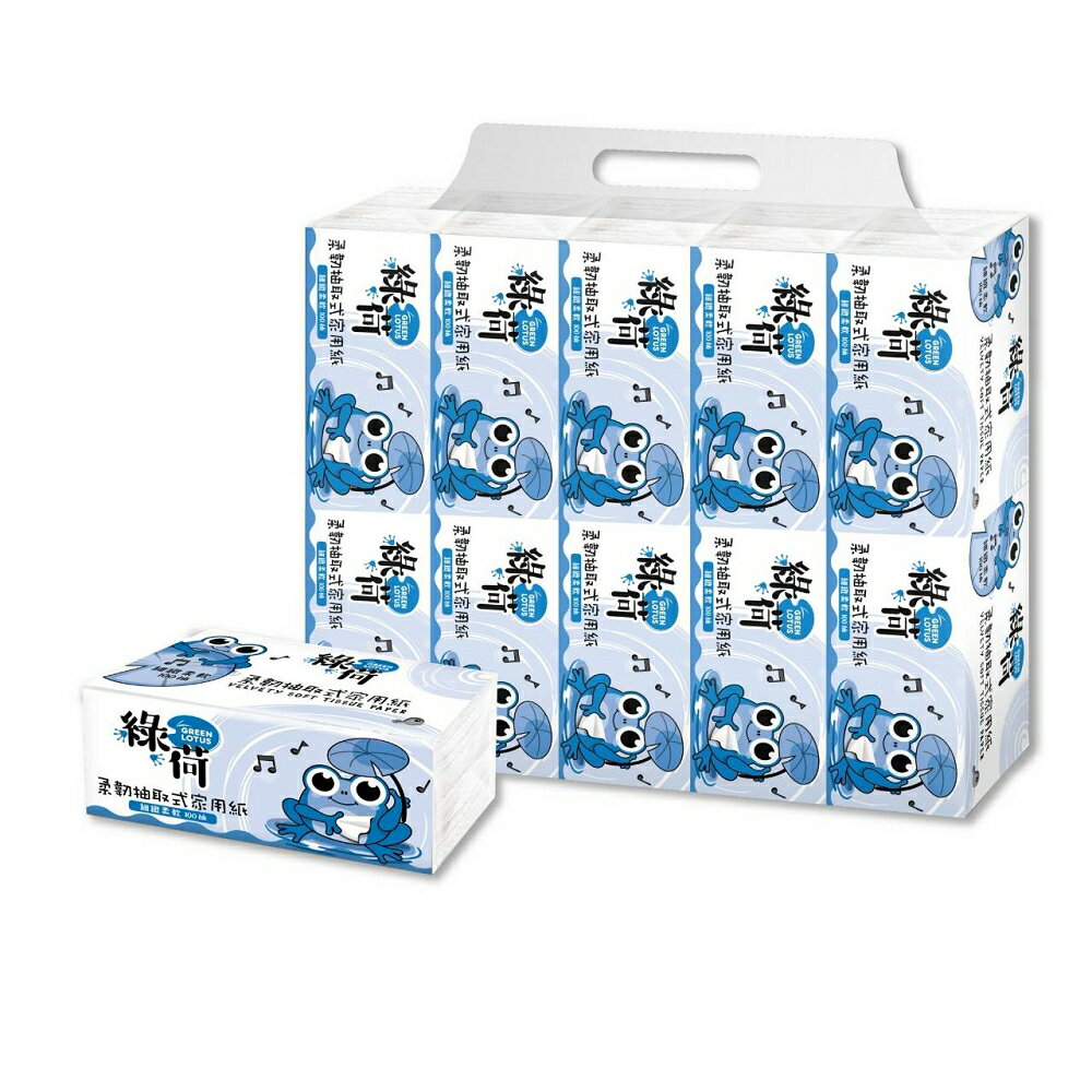 綠荷柔韌抽取式花紋家用紙100抽100包/箱