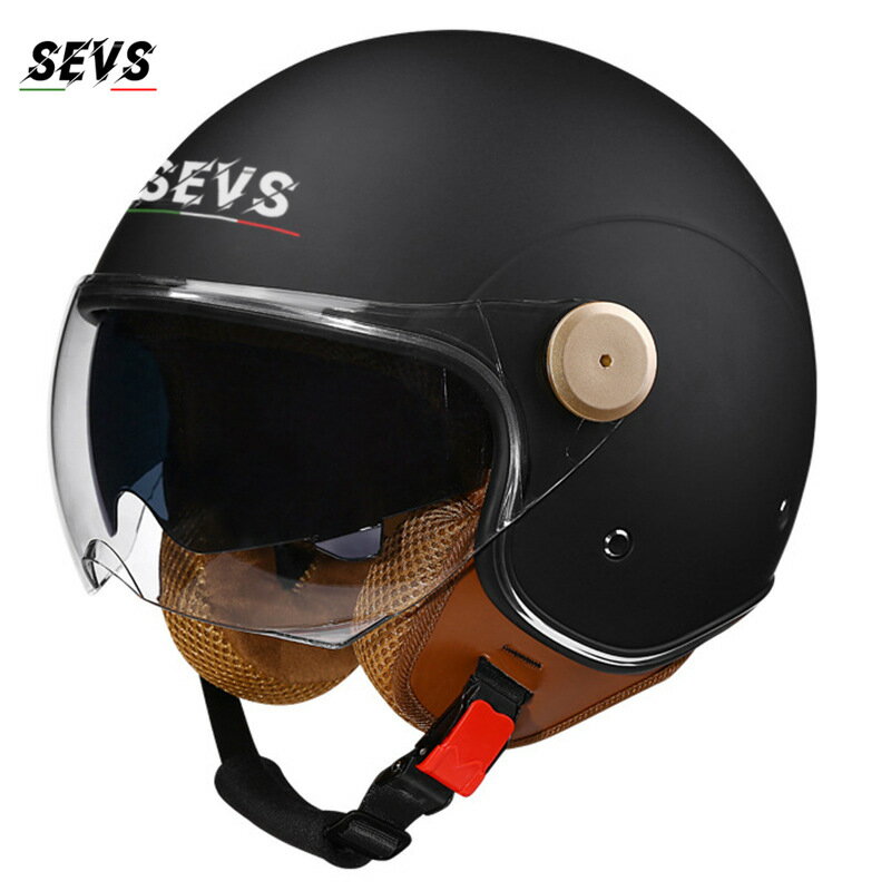 3C認證雙鏡摩托車復古半盔男女機車哈雷頭盔四季防曬保暖安全帽