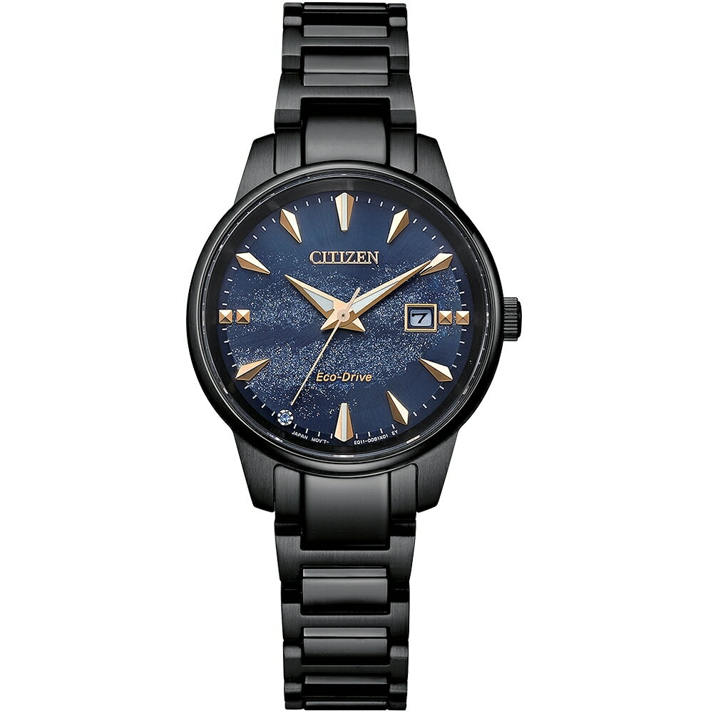 送禮首選★CITIZEN 星辰 光動能簡約手錶-銀河黑/小/EW2595-81L 附提袋【全館滿額折價★APP下單點數4倍送】線上購買享 實體門市同步服務