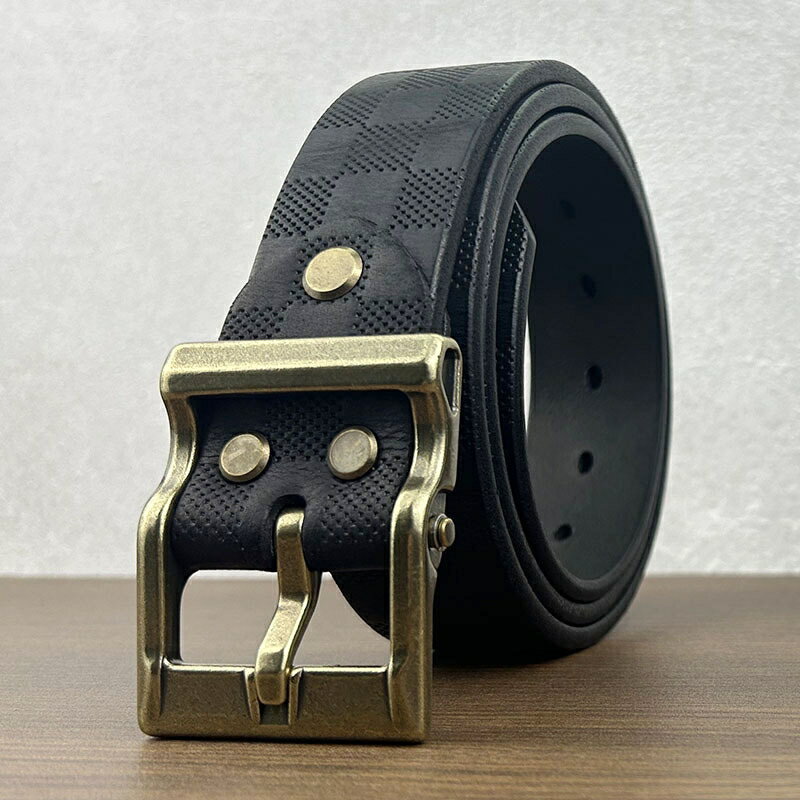 皮帶真皮腰帶-牛皮高階品牌花紋男配件4色74jq43【米蘭精品】【獨家進口】
