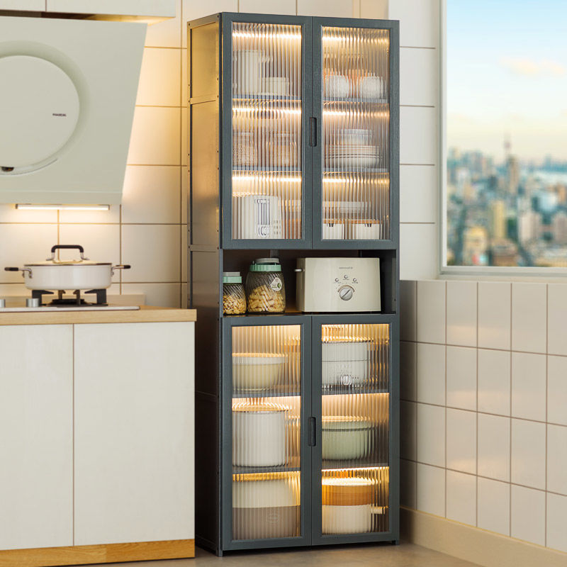 餐邊櫃子簡易廚房櫥櫃家用組合多功能碗櫃收納餐具櫃靠墻儲物櫃子-快速出貨