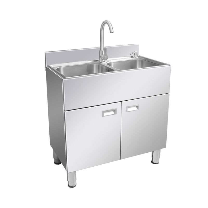 優樂悅~304特厚不銹鋼水槽可移商用家用洗菜池一體式單槽雙槽陽臺洗手盆