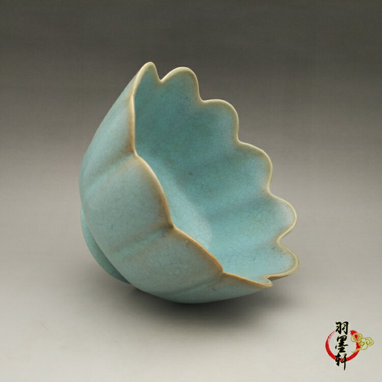 宋汝窯天青釉花口碗古董古玩仿古陶瓷器收藏精品宋瓷羽墨軒| 協貿國際