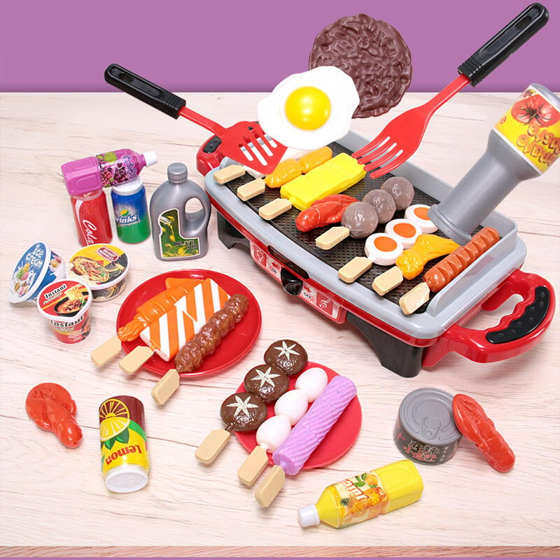 家家酒玩具 兒童燒烤爐玩具仿真套裝仿真烤串架廚房烤肉過家家酒可樂BBQ烤箱