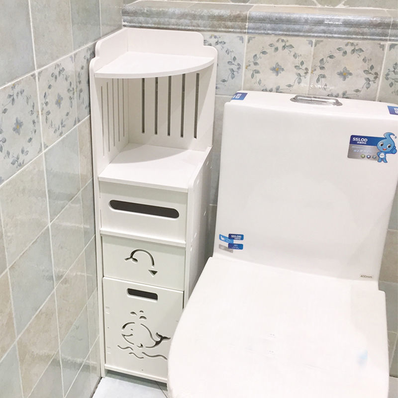馬桶邊櫃 夾縫櫃 衛生間置物架廁所收納架落地免打孔浴室角架馬桶坐便器洗漱台邊櫃『XY37659』