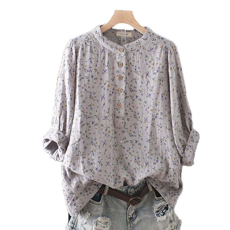 碎花立領襯衫上衣嬰兒棉紗雙層棉【55-12-843534-24】ibella 艾貝拉