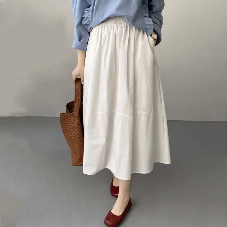 簡約時尚高腰拼接A字裙傘裙長裙【82-18-82206-24】ibella 艾貝拉