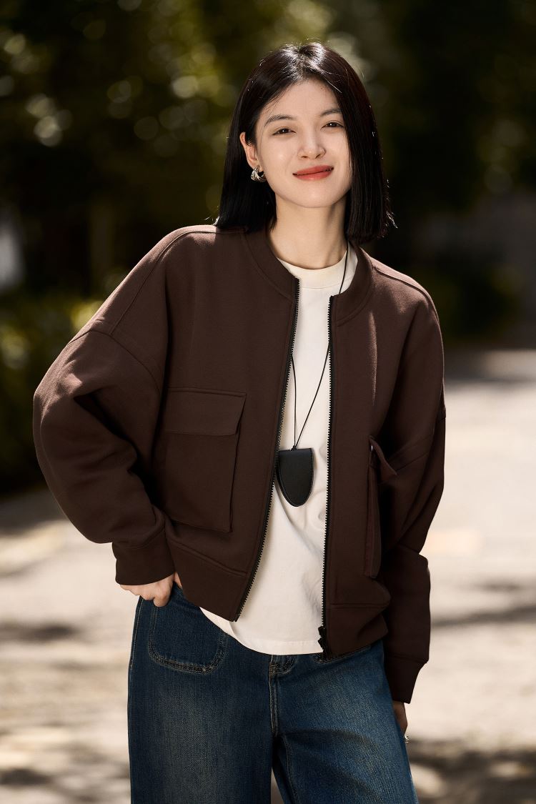 簡約時尚內里薄絨短外套夾克上衣女【110-25-82979-25】ibella 艾貝拉