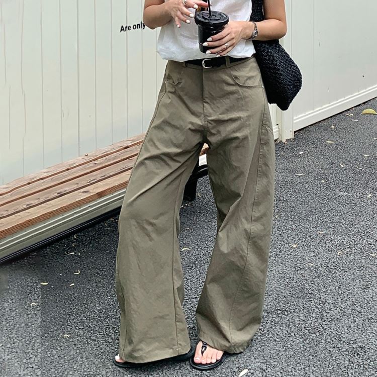 立體剪裁後鬆緊腰直筒褲長褲休閒褲【29-27-8H1GB520708-25】ibella 艾貝拉