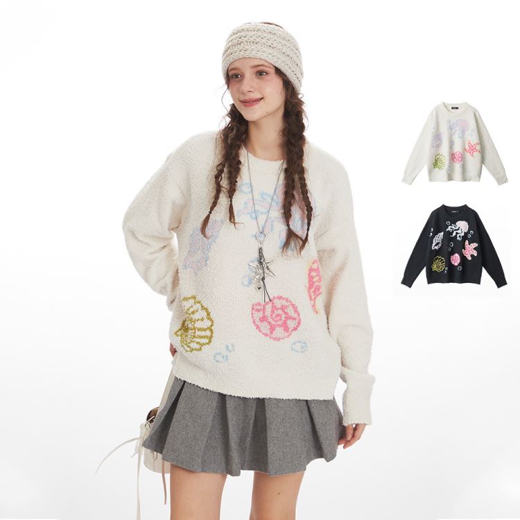 慵懶風海洋風緹花毛衣針織衫針織上衣女【31-24-8N5465-25】ibella 艾貝拉