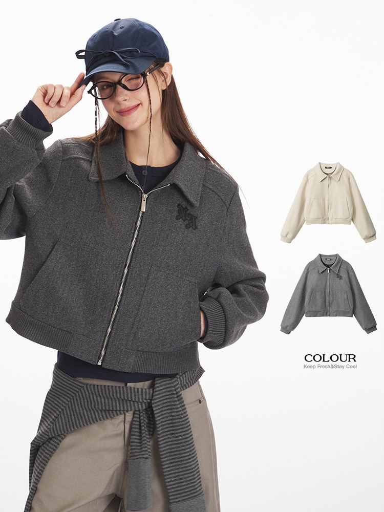 美式復古刺繡拉?短外套夾克女【31-25-8N5399-25】ibella 艾貝拉