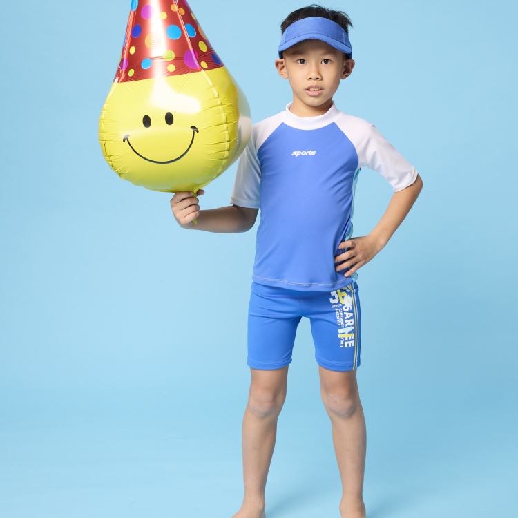 台灣製造現貨男小童萊卡短袖泳衣泳褲二件式泳裝【36-66-H75901-25】ibella艾貝拉