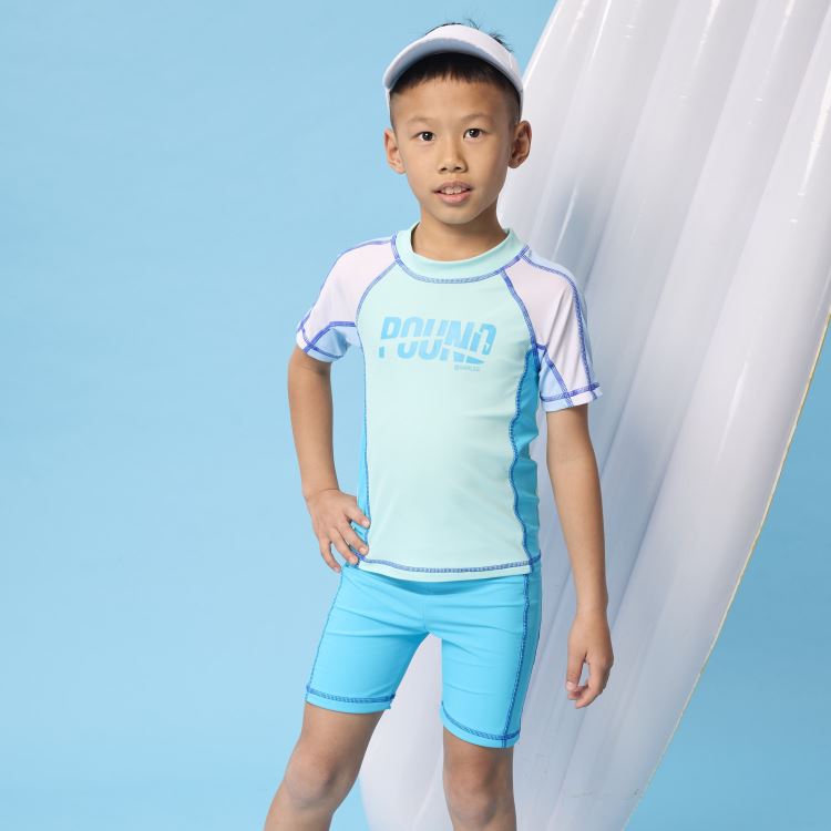 台灣製造現貨男小童萊卡短袖泳衣泳褲二件式泳裝【36-66-H75902-25】ibella艾貝拉
