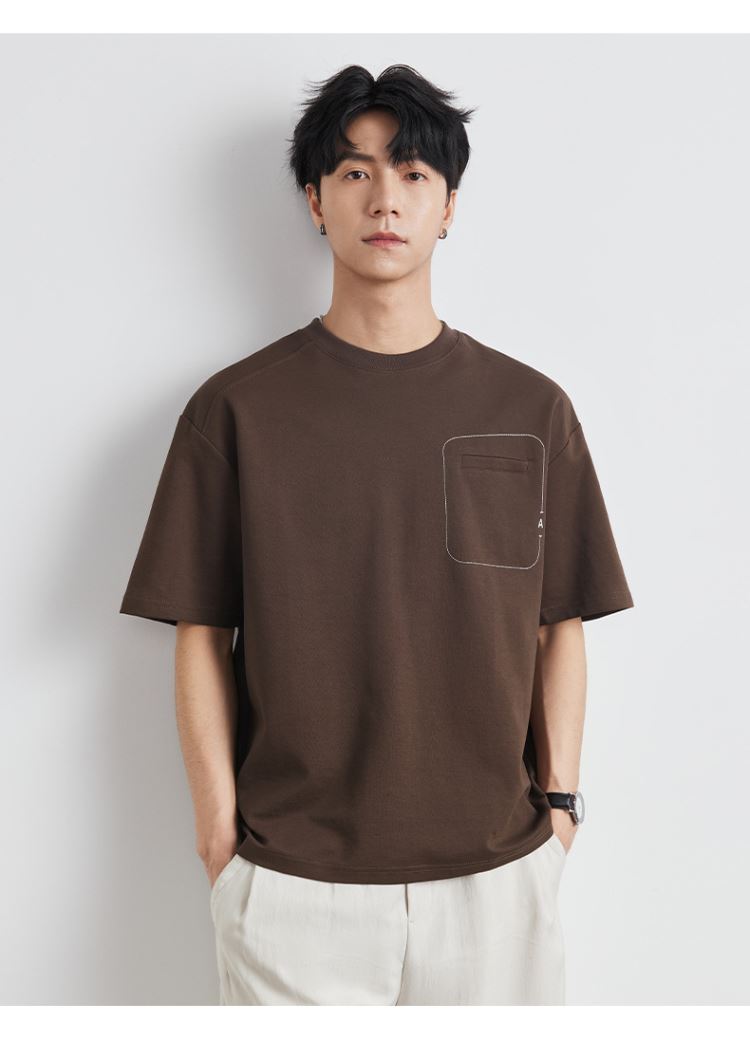男簡約休閒圓領口袋短袖t恤寬鬆上衣【38-11-8SF8774-25】ibella 艾貝拉 1