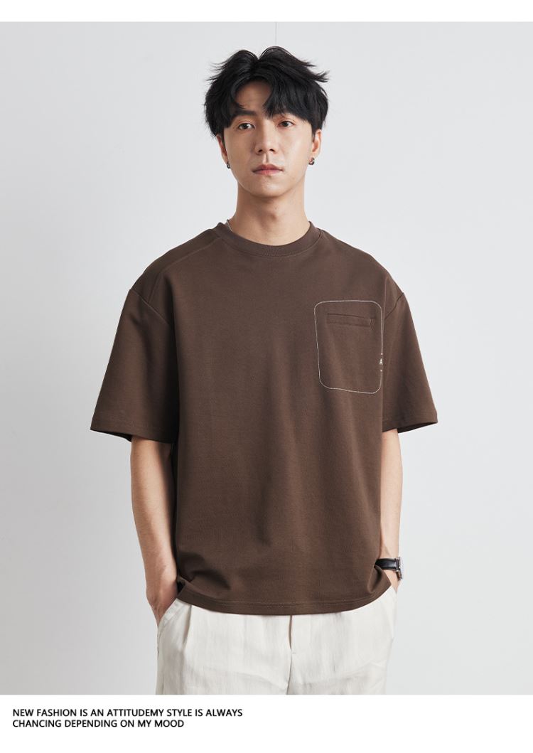 男簡約休閒圓領口袋短袖t恤寬鬆上衣【38-11-8SF8774-25】ibella 艾貝拉 4