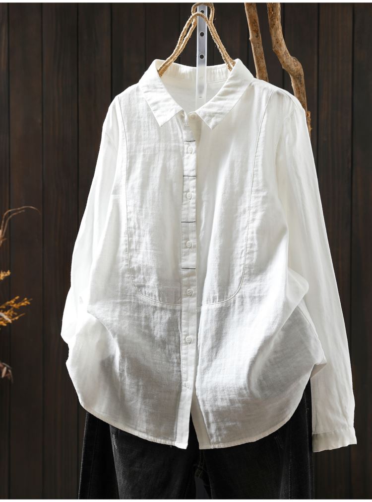 文青休閒雙層棉紗襯衫長袖上衣女【75-22-886192-25】ibella 艾貝拉