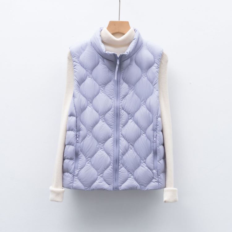 女士90絨輕薄羽絨背心立領波浪紋 M~3XL【24-25-82337-26】ibella 艾貝拉