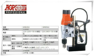 【台北益昌】台製品牌 AGP 新型 SMD502 50mm 磁性鑽床 空心穴鑽 磁性穴鑽 電鑽
