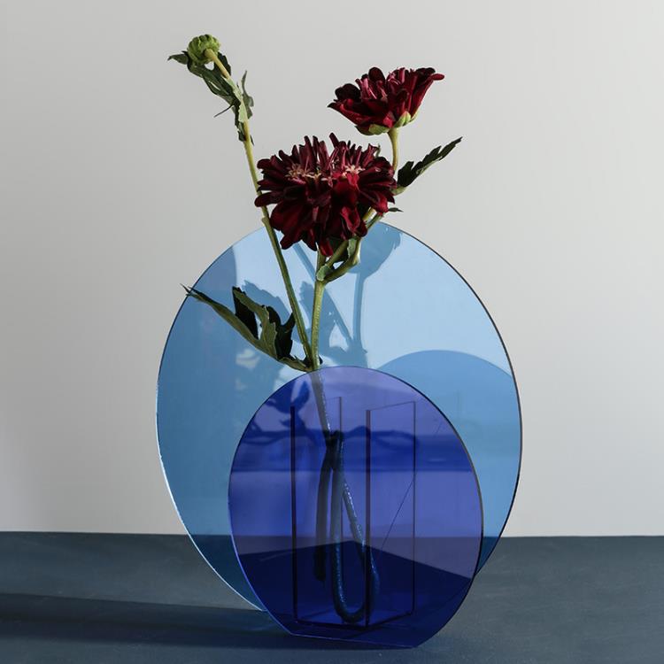 網紅彩色亞克力花瓶創意客廳插花花器餐桌擺件抽象藝術造型ins風【林之舍】