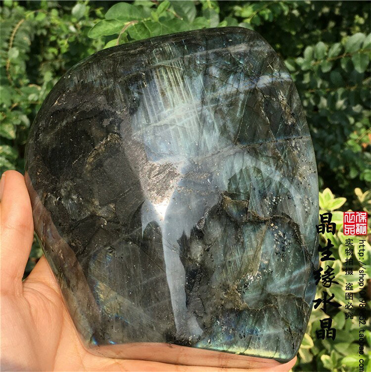 天然水晶原石礦石黃月光石拉長石擺件實物圖 2