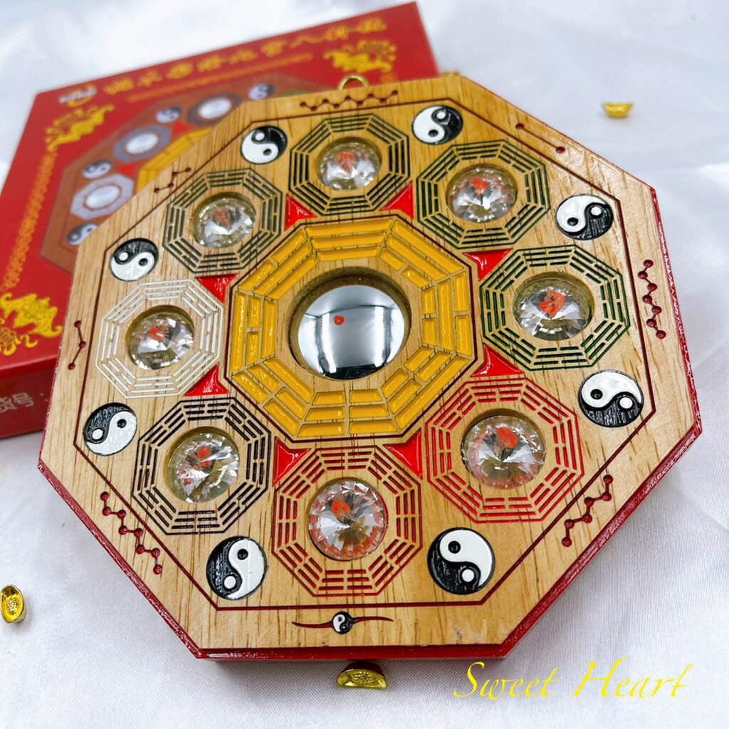 Sweet Heart 田芯開運精選 💯桃木彩繪 九宮八卦凸鏡 化路沖 巷沖 開口煞 九宮 八卦鏡 化煞 擋煞 含開光 1