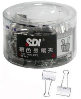 SDI (手牌)NO.0236-1 (19mm)銀色長尾夾