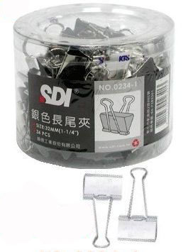 SDI (手牌)NO.0234-1 (32mm)銀色長尾夾